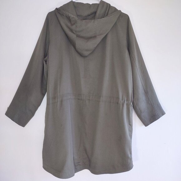 Eileen Fisher Women's Hooded Rain Jacket Lined Full Zip Size Medium Utility - Picture 7 of 10